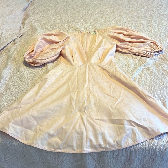 Zimmermann Dancer Linen Day Mini Dress In Blush Size 0 - Picture 5 of 11